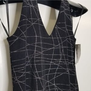 Softwear Black Silver Print Halter Maxi Dress‎ Size Small